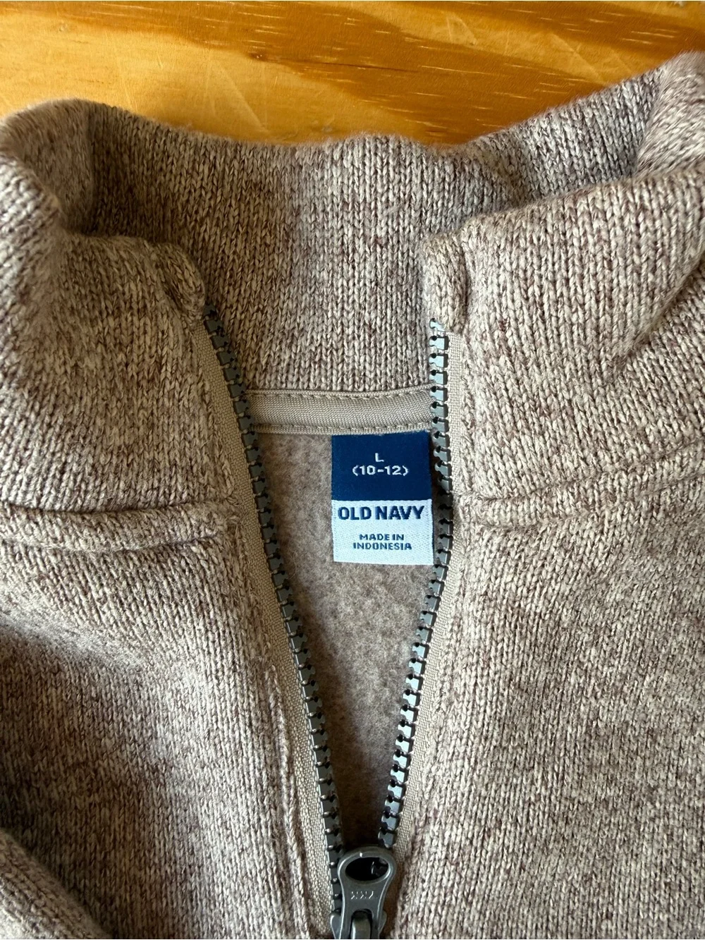 Old Navy Boys Heather Taupe Quarter-Zip Sweater